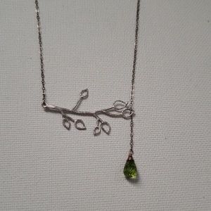 LIKE NEW Branch Silver Necklace with Drop Detail